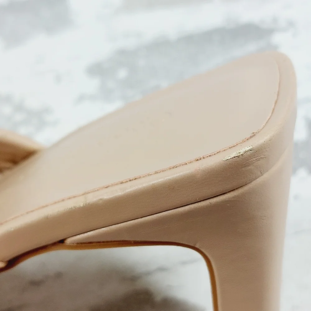 New Open Edit Remmy Twisted Strap Beige Square Toe Heeled Sandals W303 - Picture 14 of 16